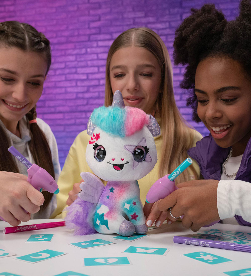 Airbrush Plush Unicorn med Neon farver.
