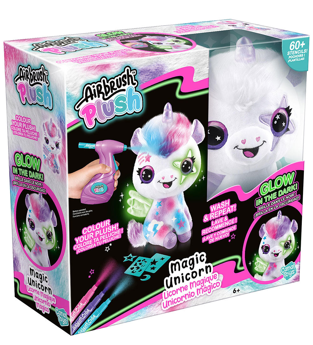 Airbrush Plush Unicorn med Neon farver.