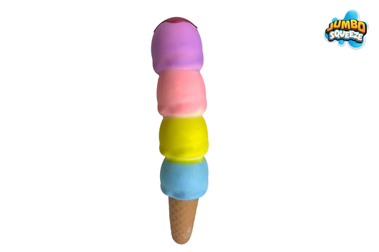 Jumbo Squeeze Isvaffel Squishy – 30 cm med 4 kugler