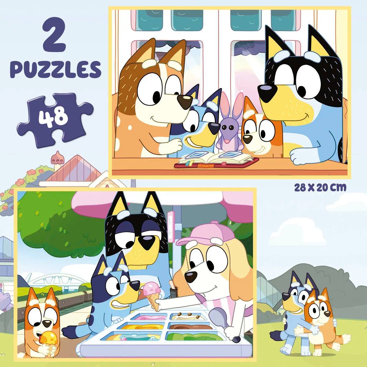 Educa Bluey Puslespil 2 x 48 brikker – i praktisk kuffert