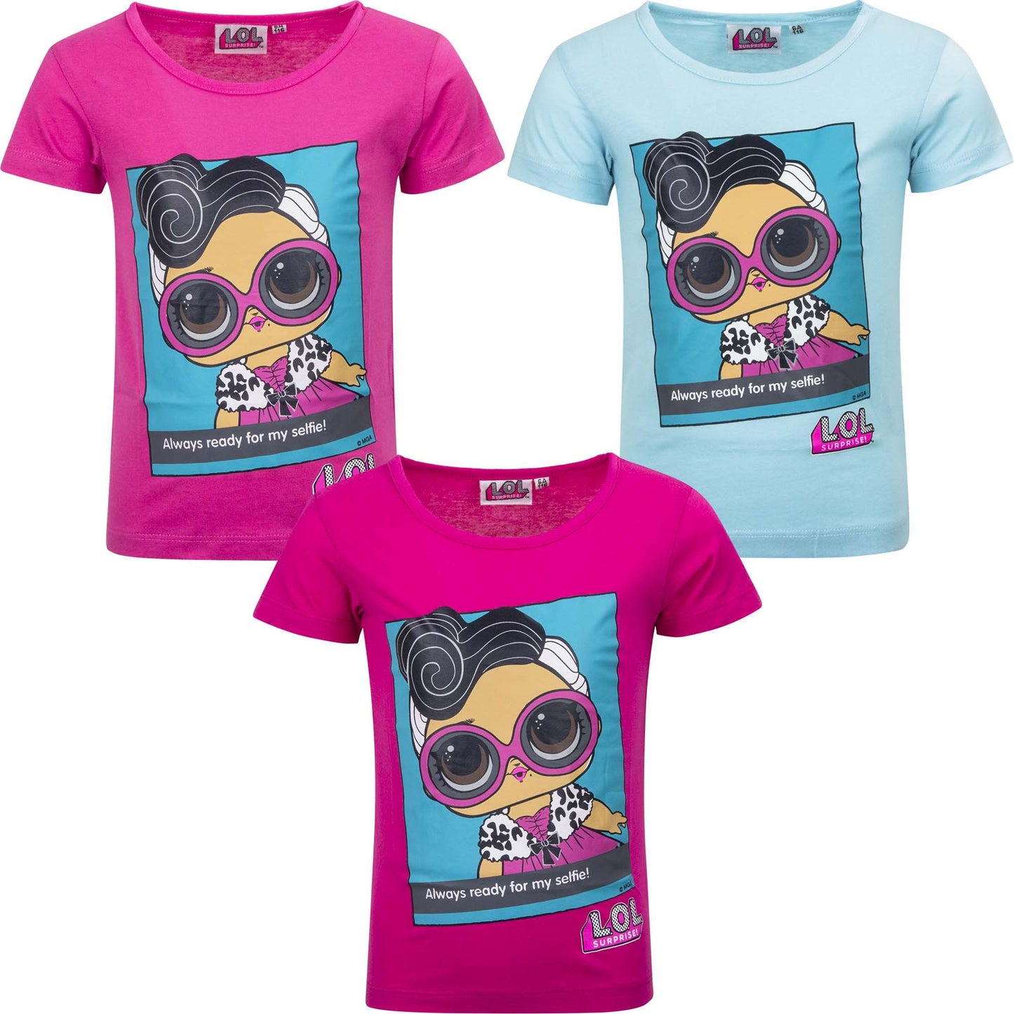 LOL Surprise t-shirt lyserød, pink eller lyseblå.
