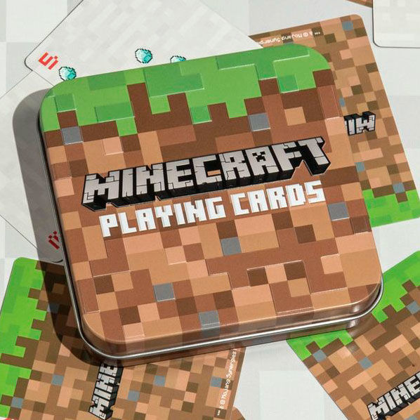Minecraft kortspil med tin beholder.