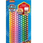 Paw patrol farveblyanter med et viskelæder og blyantspidser.