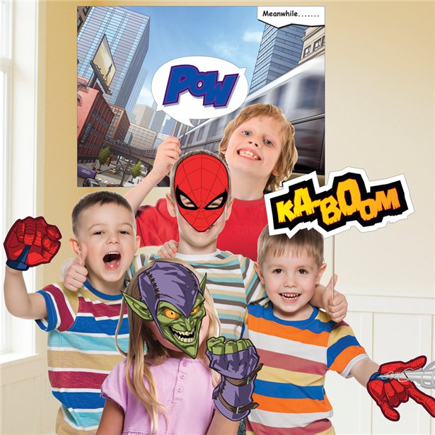 Spiderman "fest redskaber, og foto sjov for hele festen"